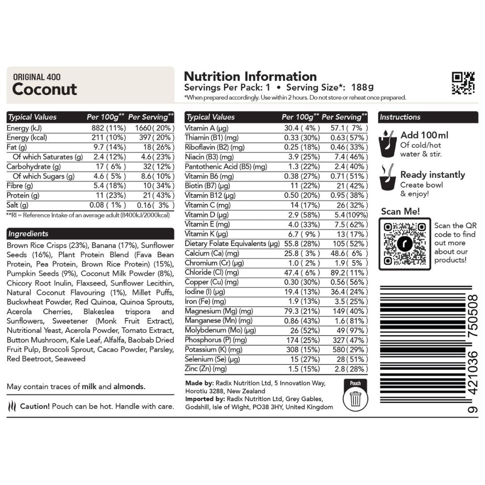 Radix Nutrition Original Breakfast v9.0 - 400Kcal