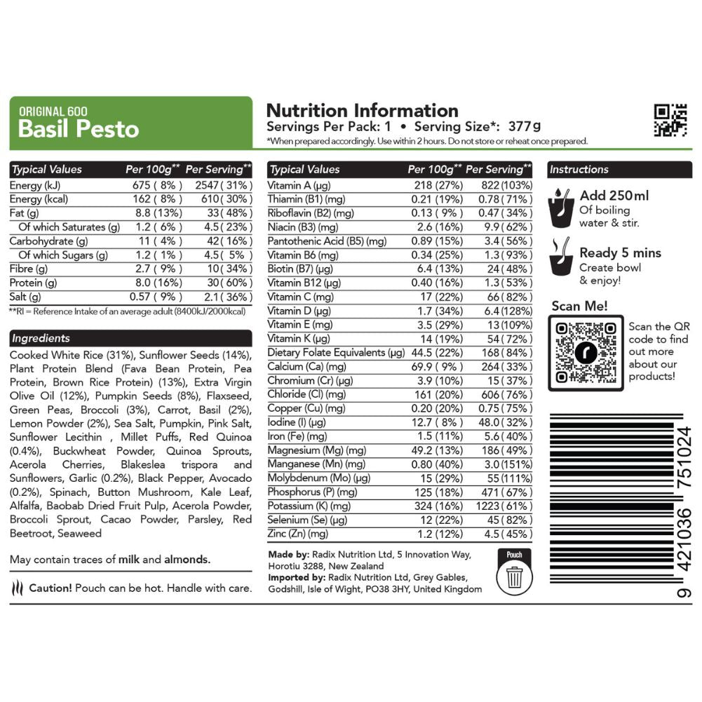 Radix Nutrition Original Meals v8.0 – 600Kcal