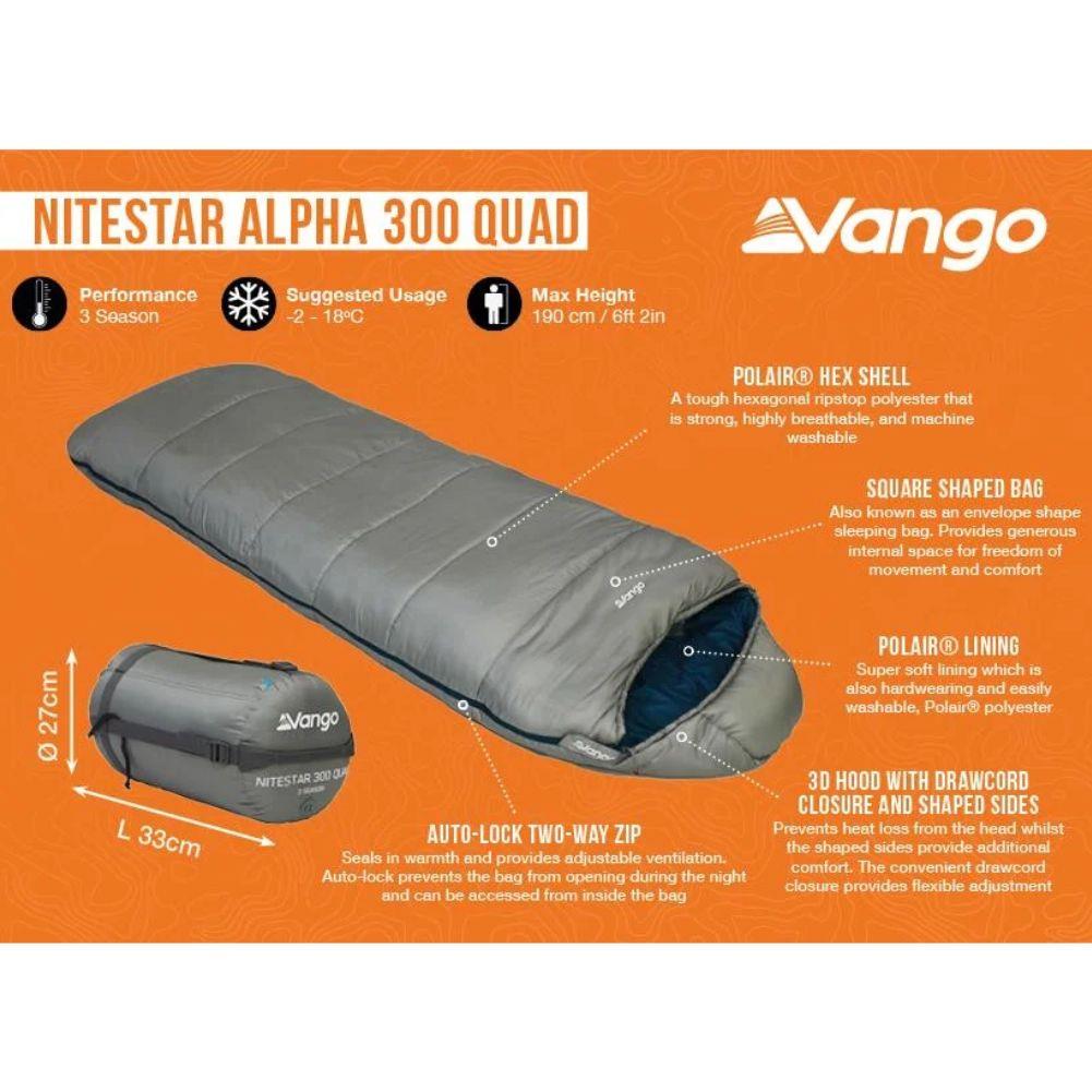 Vango Nitestar Alpha 300 Quad Sleeping Bag (Fog)
