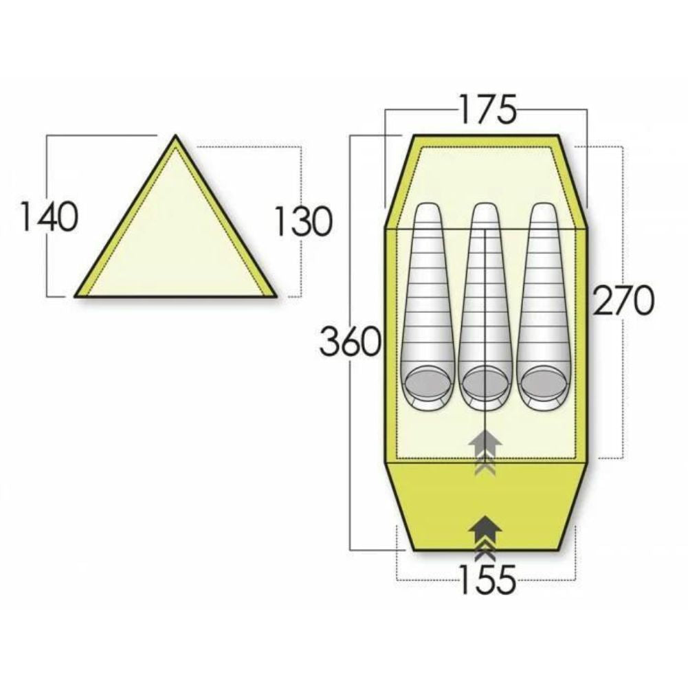Force Ten Classic Standard Mk 4 Tent - 3 Person Tent - Measurements