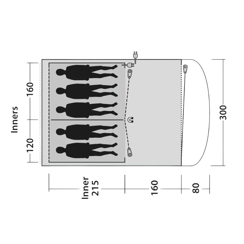 Outwell Oakwood 5 Tent - 5 Man Tent (2022) - Measurements