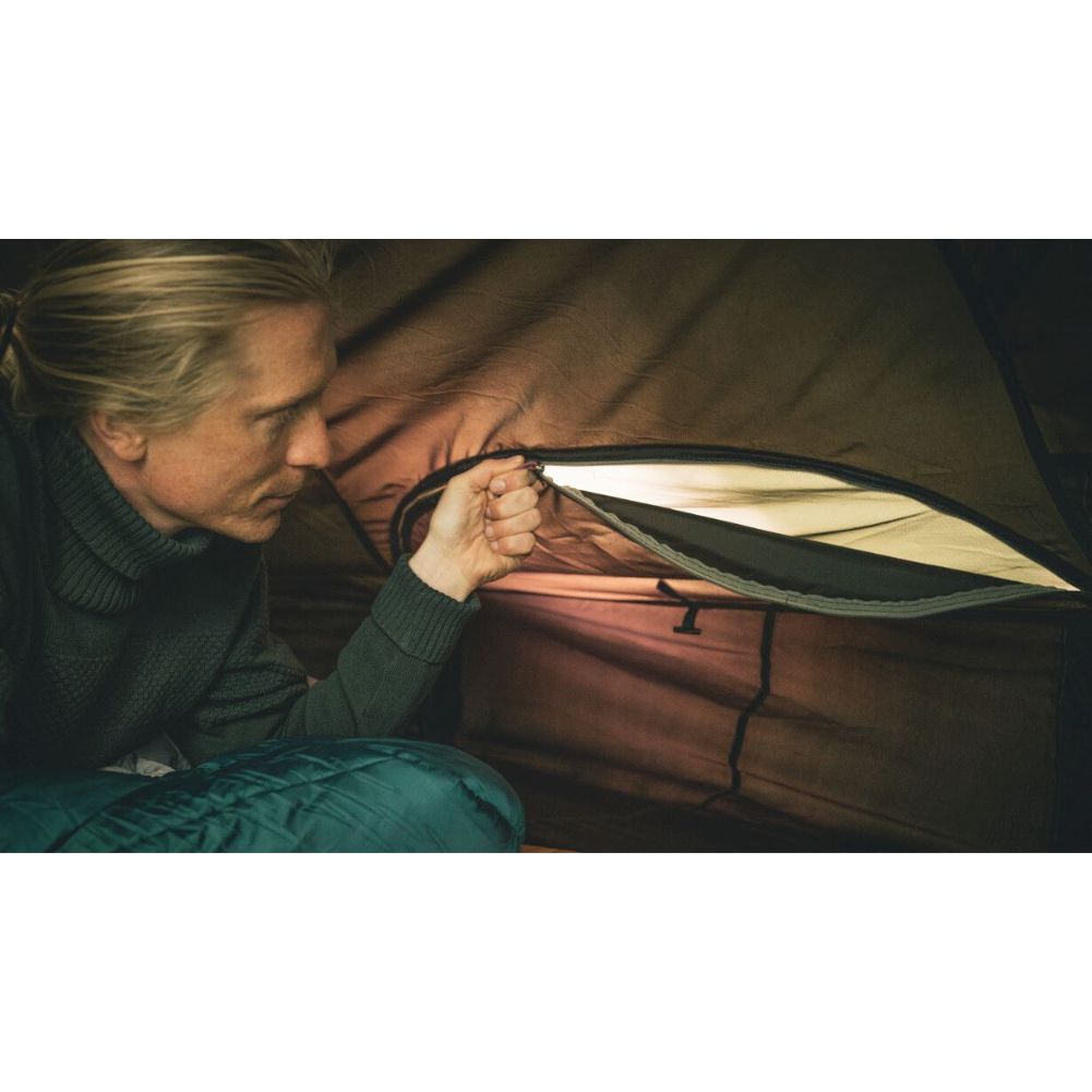 Robens Green Cone PRS Tipi Tent (2024) man opening window
