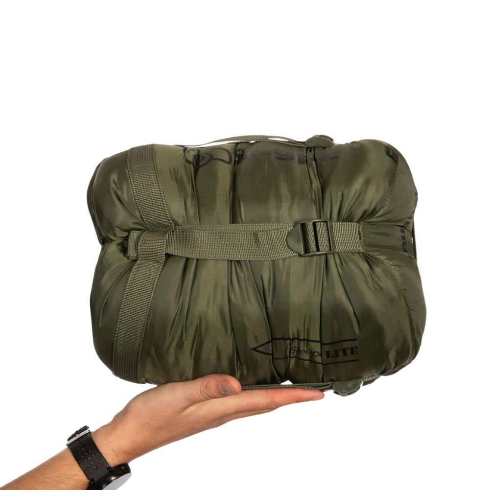Snugpak Sleeper Lite (Basecamp) Sleeping Bag - Olive Green packed up