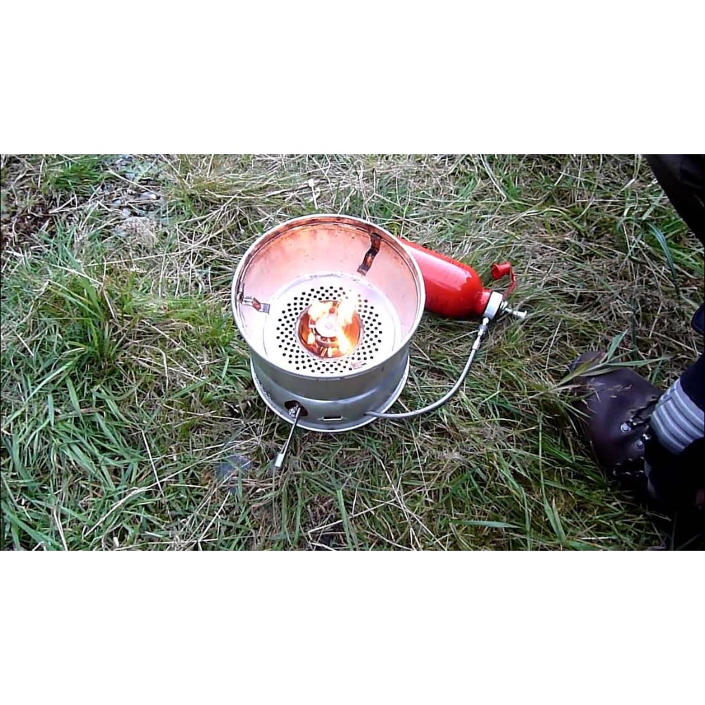 Trangia Multifuel Burner X2 Camping Stove (Red/Silver) being used