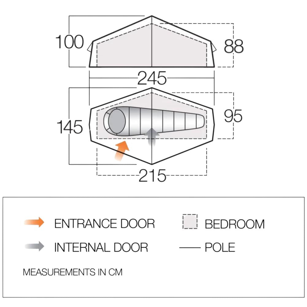 Vango Nevis 100 Tent - Measurements