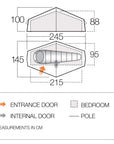 Vango Nevis 100 Tent - Measurements