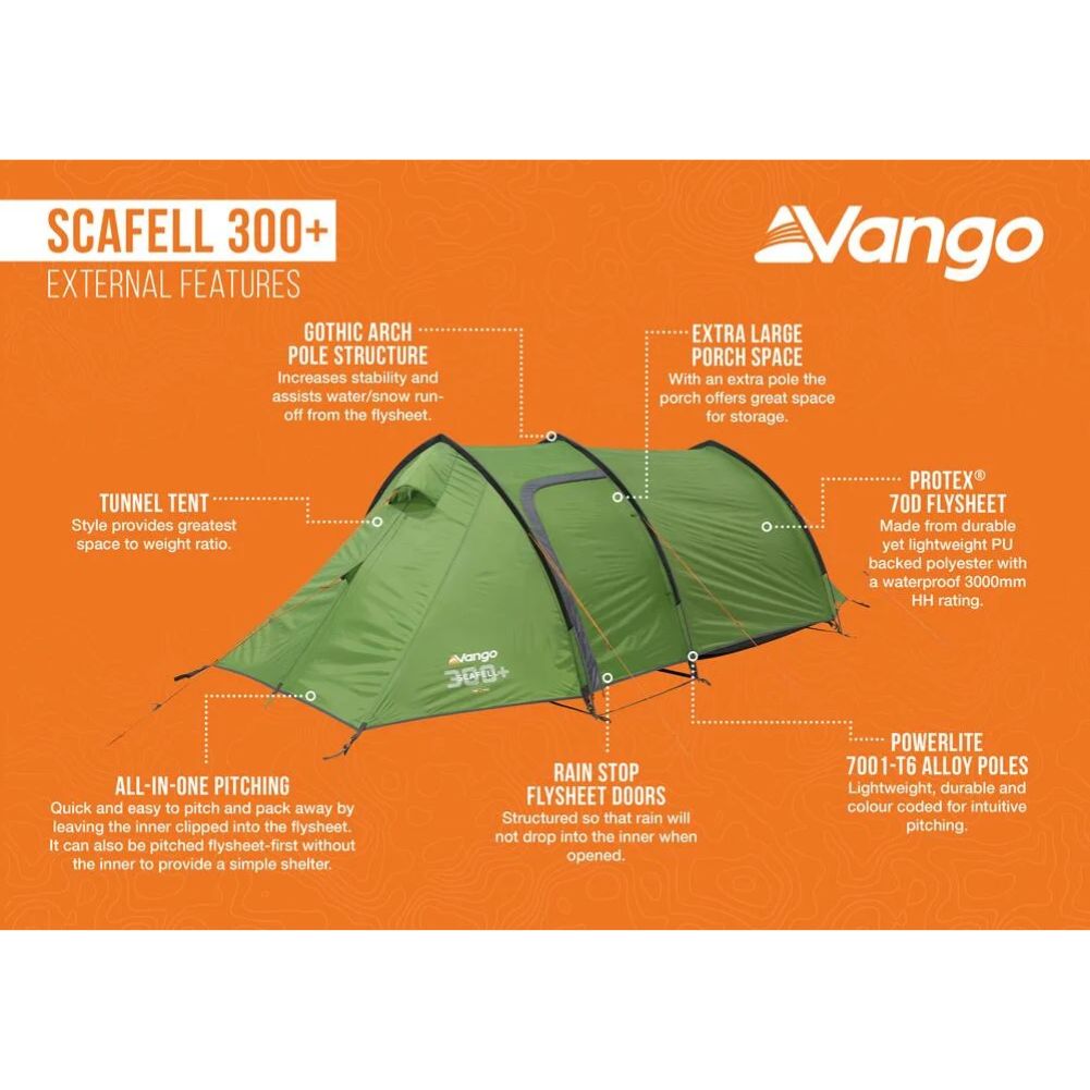 Vango Scafell 300+ (Plus) Tent - 3 Man Trekking Tent (2025) info