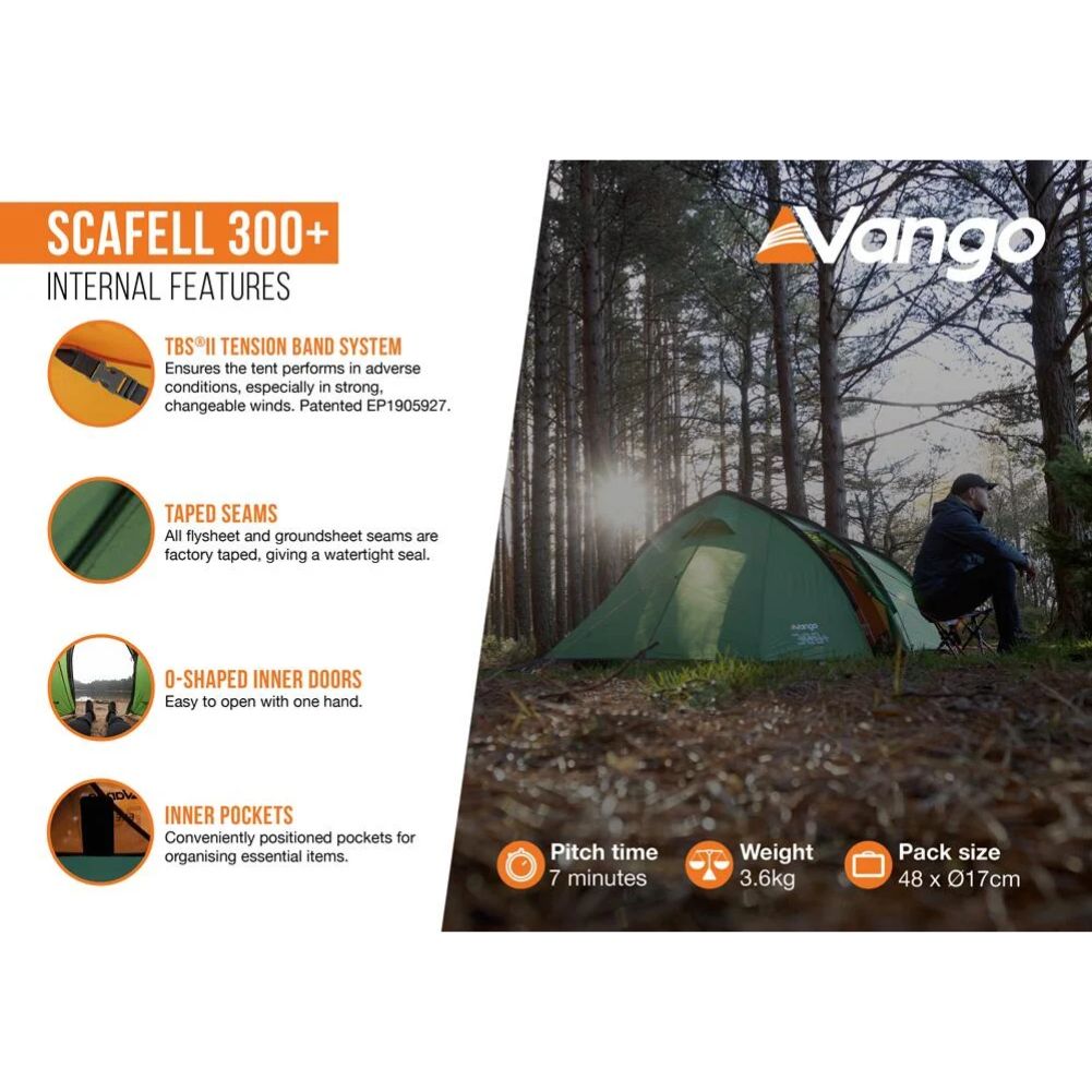 Vango Scafell 300+ (Plus) Tent - 3 Man Trekking Tent (2025) more info