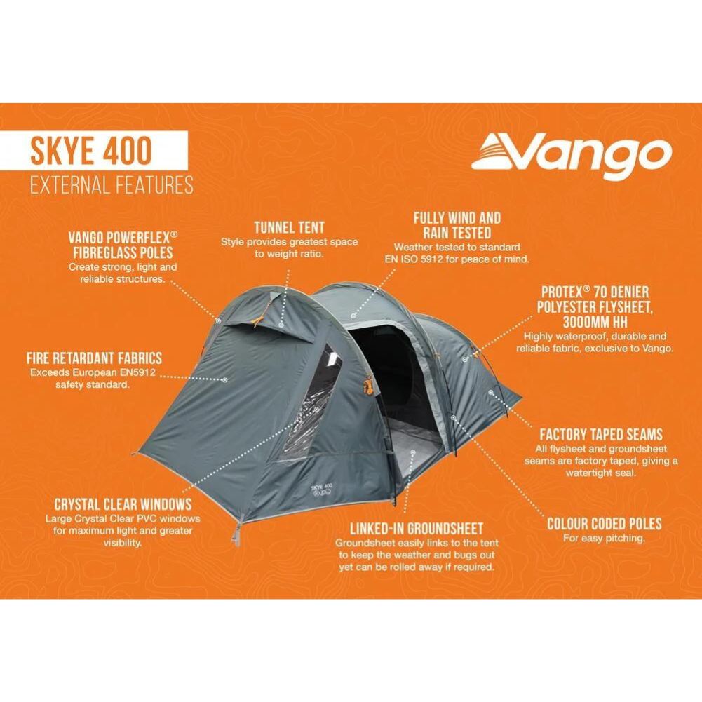 Vango Skye 400 Tent - 4 Man Tent (Deep Blue) - External Features