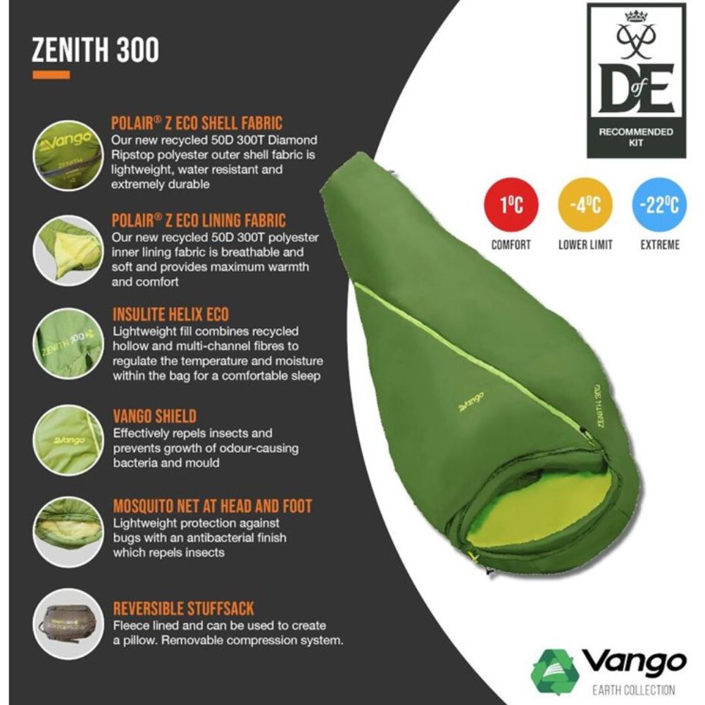 Vango Zenith 300 Eco Sleeping Bag (Peridot Green)