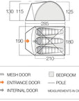 Vango Tay 300 Tent - 3 Man Tent (Deep Blue) - Measurements