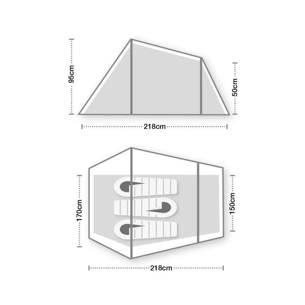 Wild Country Coshee 3 V2 Tent - 3 Man Lightweight Tent - Measurements