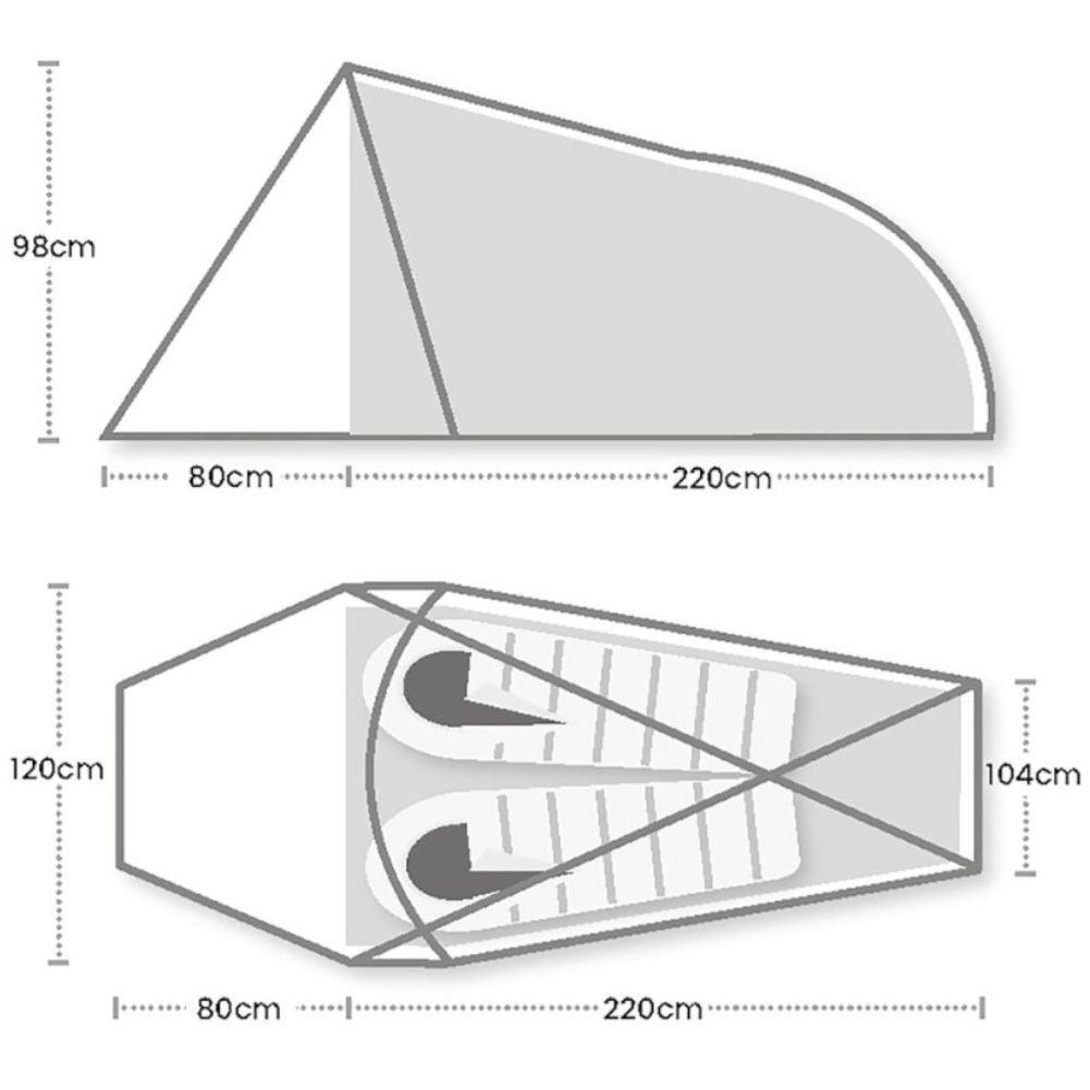 Wild Country Trident 2 Tent - 2 Man Semi-Geodesic Tent measurements