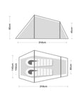 Wild Country Coshee 2 V2 Tent - 2 Man Tent - Measurements