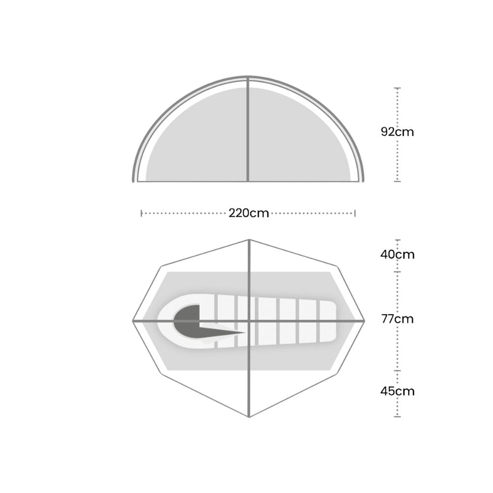 Wild Country Helm Compact 1 Tent - 1 Man Tent (2024) - Measurements
