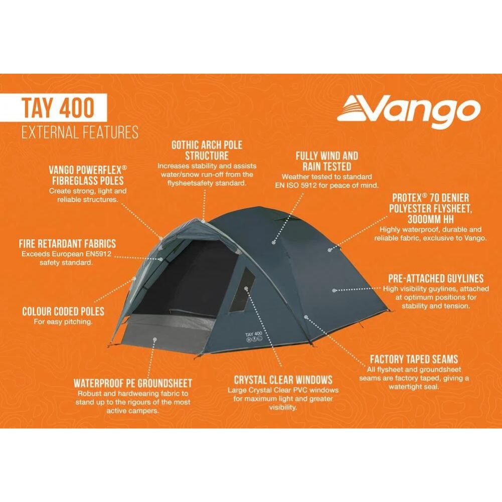Vango Tay 400 Tent - 4 Man Tent (Deep Blue) - Features