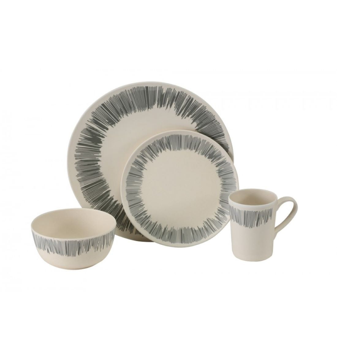 Vango 2 Person Bamboo Tableware Set (Grey Stripe)