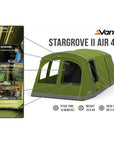 Vango Stargrove 11 Air 450 Tent - Inflatable 4 Person Airbeam Tent