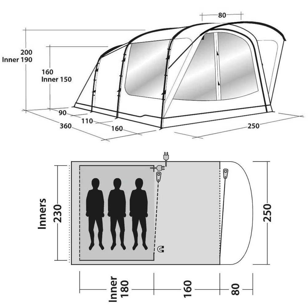 Outwell Oakwood 3 Tent - 3 Man Tent (2022) Size