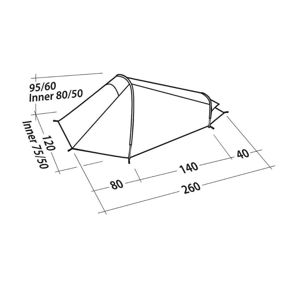 Easy Camp Geminga 100 Compact Tent - 1 Man Tent - Measurements