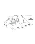Easy Camp Galaxy 400 Tent - 4 Man Tunnel Tent 2023 (Rustic Green) Measurements