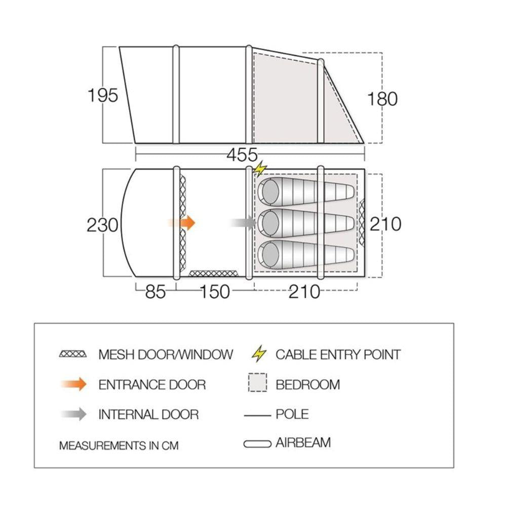 Vango Harris Air 350 Tent - 3 Man Tent (Mineral Green) diagram