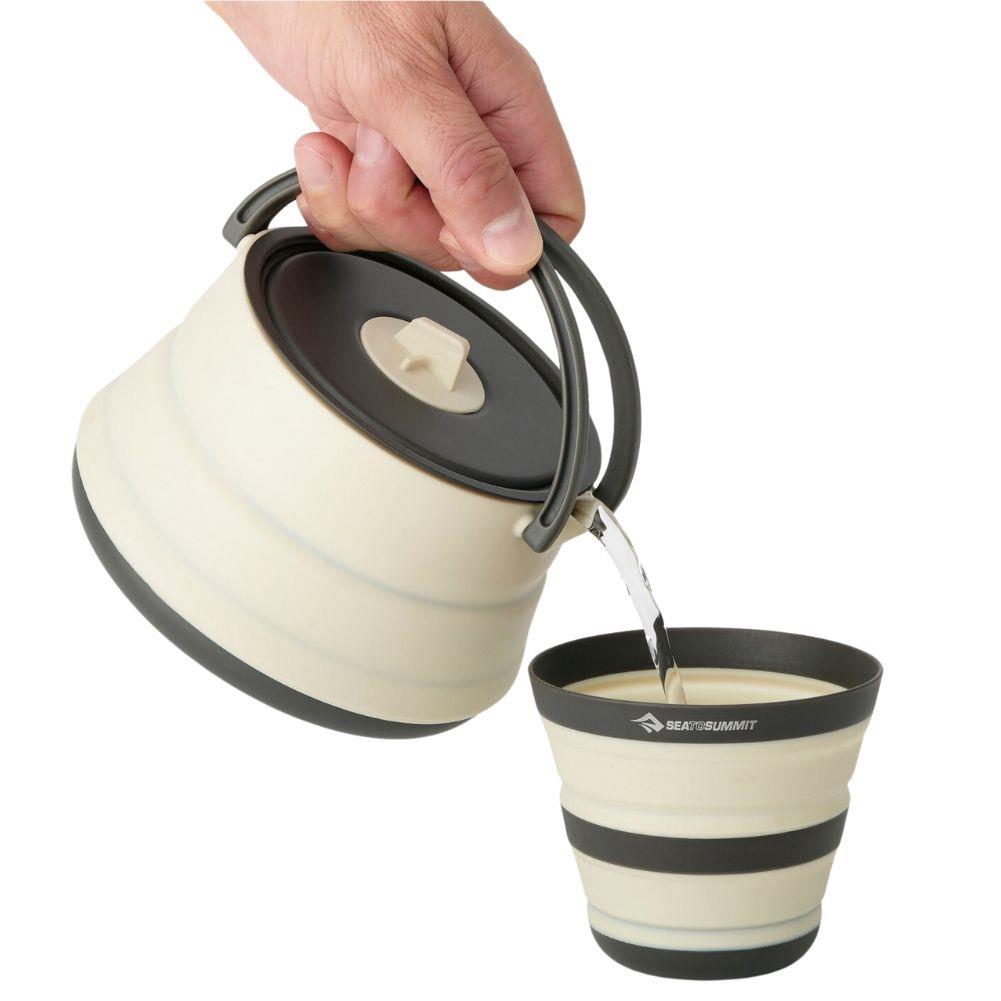 Sea To Summit Frontier UL Collapsible Kettle – 1.1L (Bone White) pouring