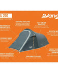 Vango Soul 200 Tent - 2 Man Tent (Deep Blue) External Features