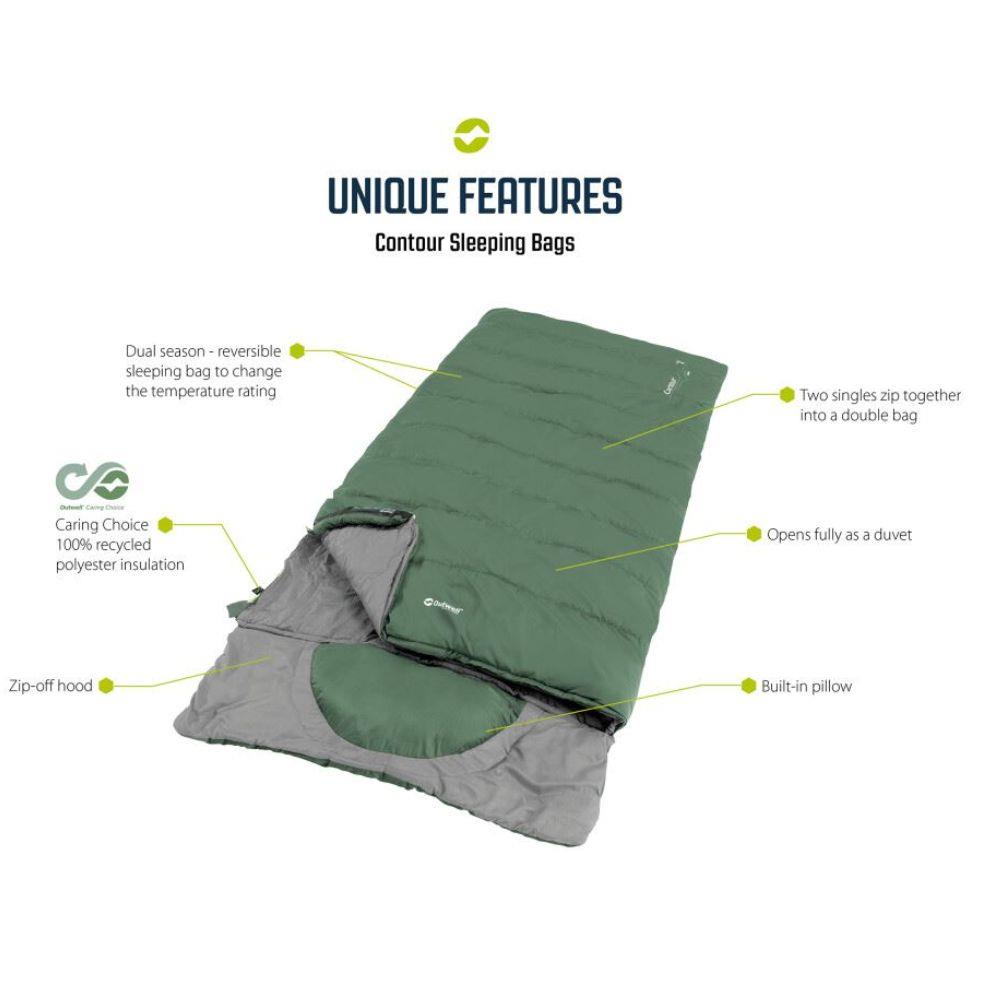 Outwell Sleeping Bag Contour - Right Zip (Midnight Black) info