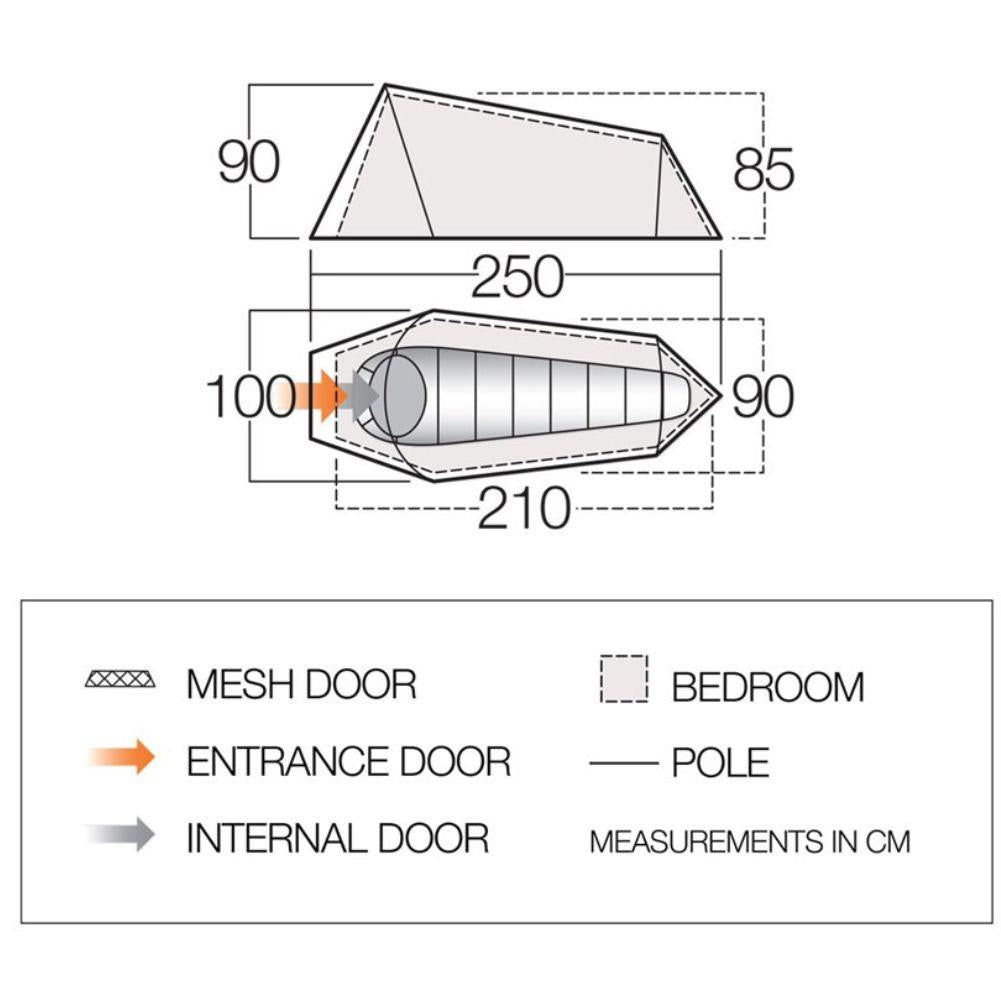 Vango Soul 100 - 1-Man Tunnel Tent (Deep Blue) diagram