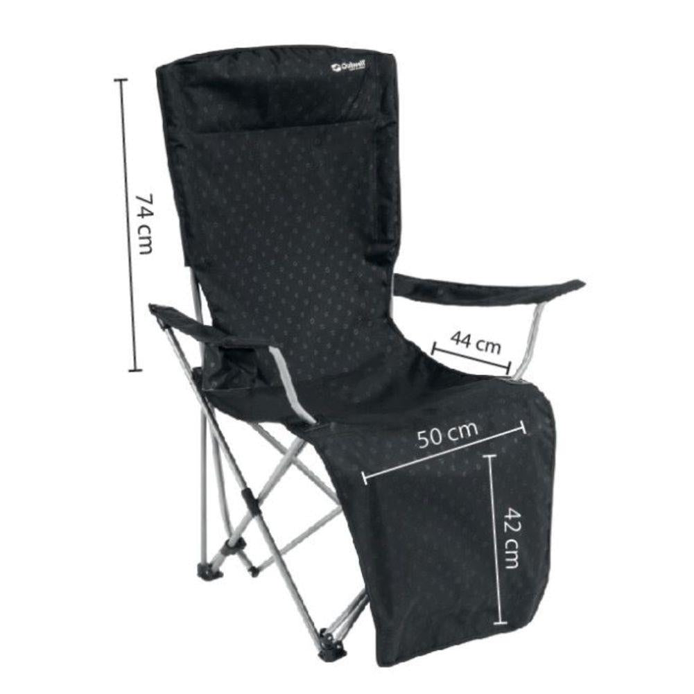 Outwell Folding Furniture Catamarca Lounger Chair (Black) measurements