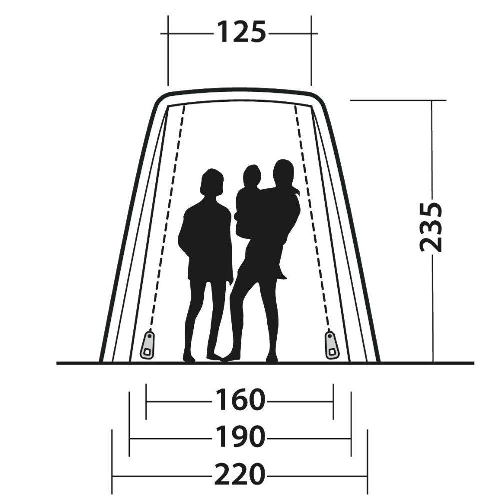 Outwell Sandcrest L Vehicle Awning measurements with family