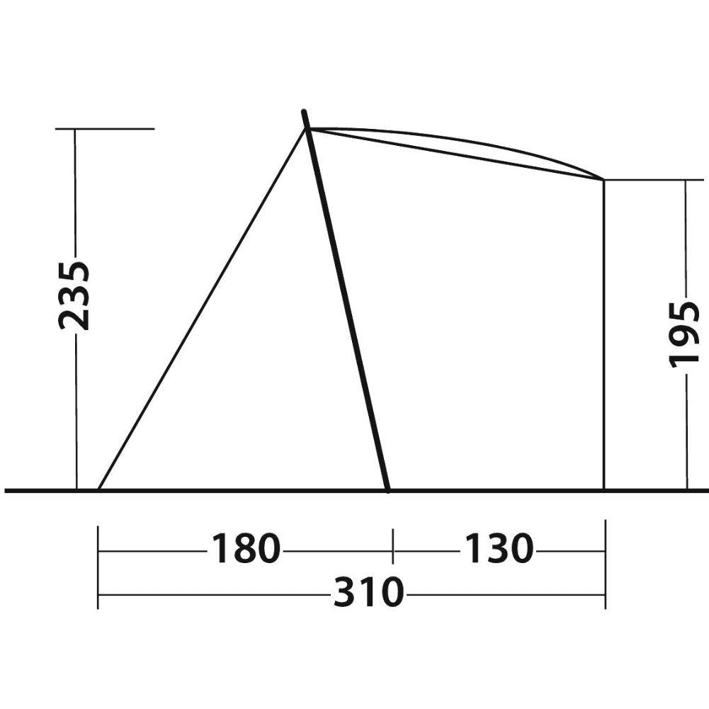 Outwell Sandcrest L Vehicle Awning side view measurements