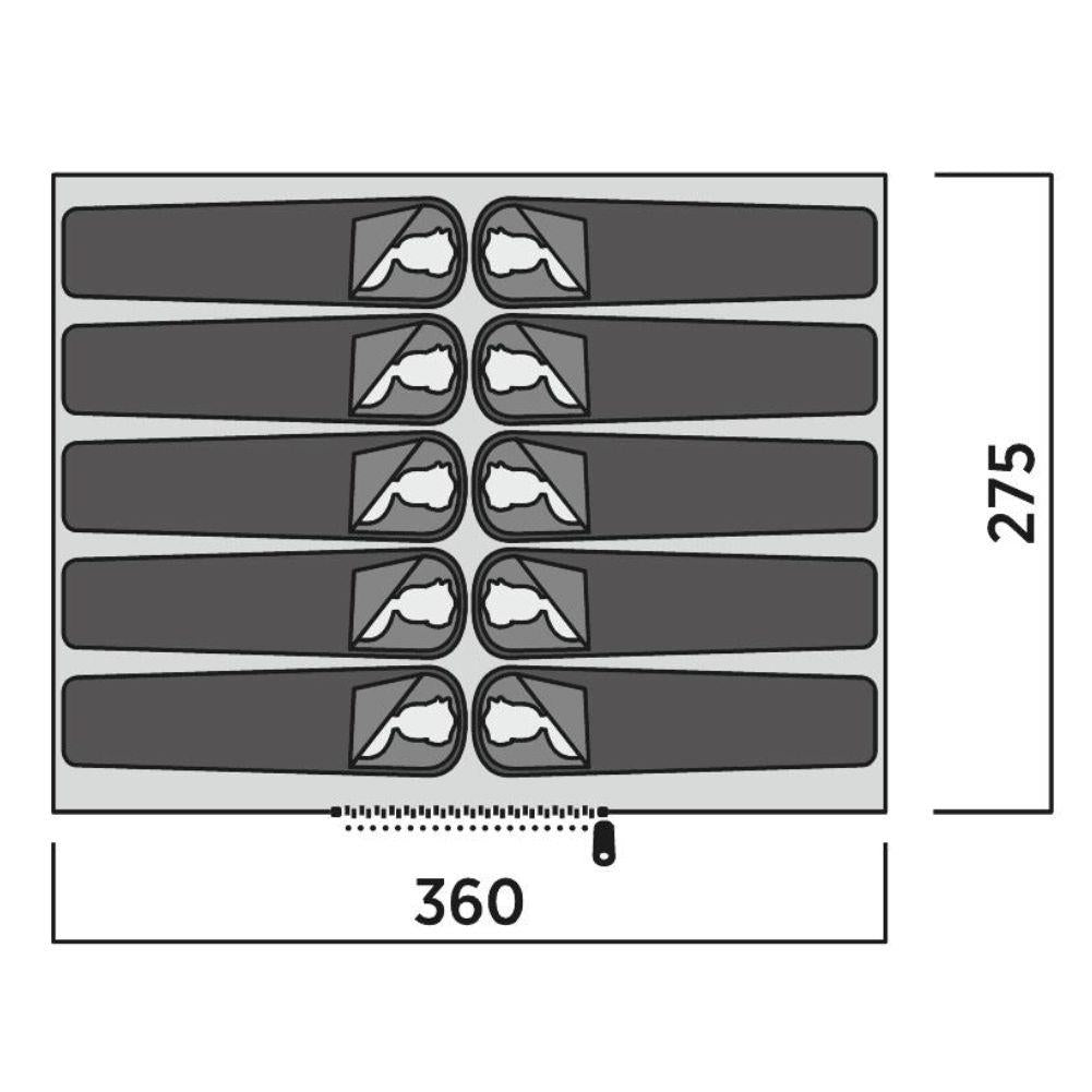 Easy Camp Moonlight Cabin Tent - 10 Man Tent diagram people sleeping