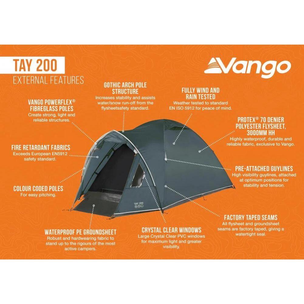 Vango Tay 200 Tent - 2 Man Tent (Deep Blue) - External Features