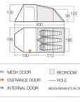 Vango Skye 300 Tent - 3 Person Tent (Deep Blue) - Measurement