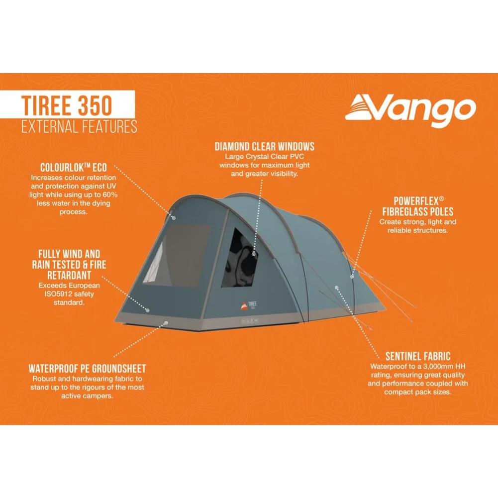 Vango Tiree 350 Tent - 3 Man Tent (Mineral Green) - External Features