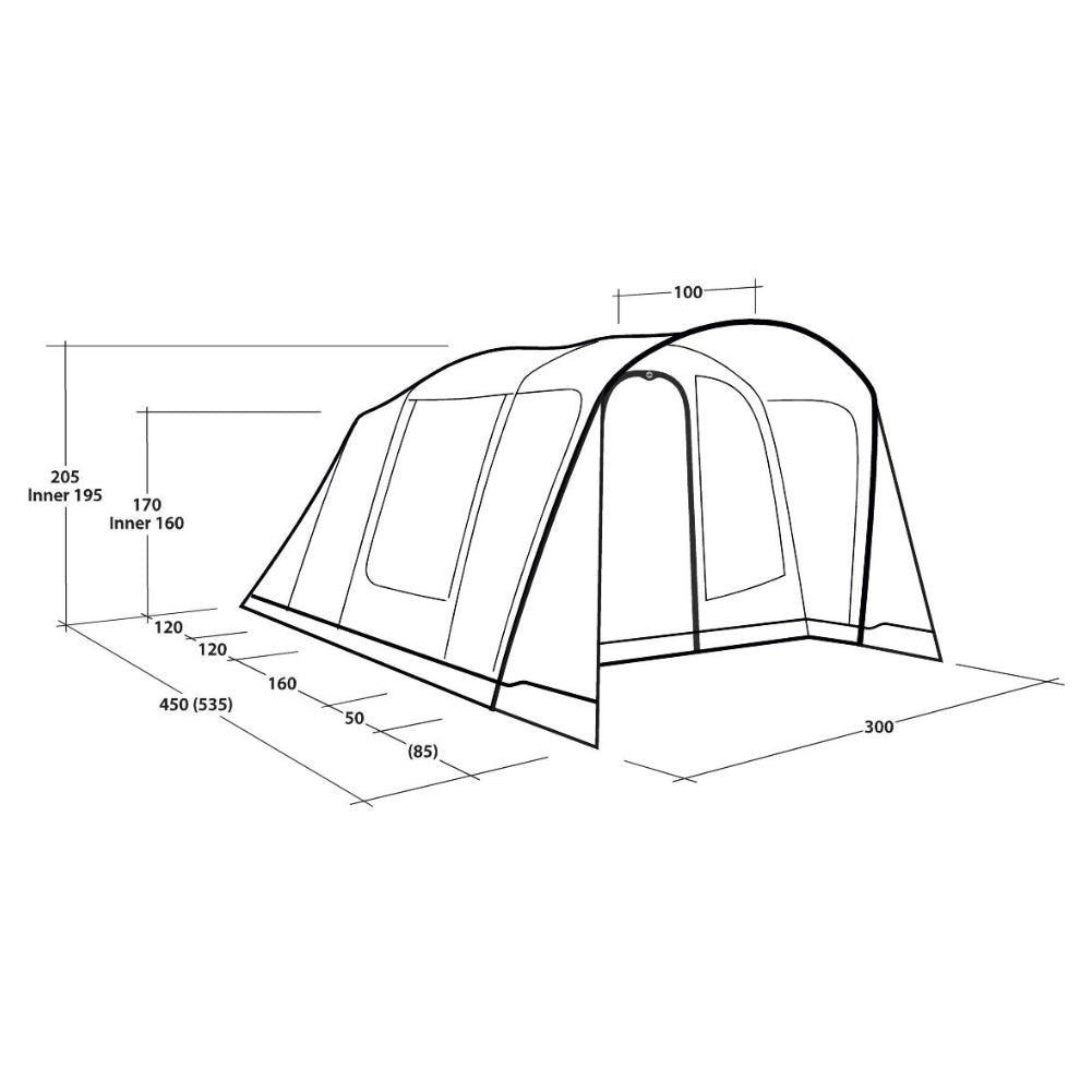 Outwell Sunhill 5 Air Tent - 5 Man tent - Size 3