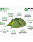 Vango Apex Geo 300 Tent - 3 Man Semi-Geodesic Trekking Tent (Pamir Green)
