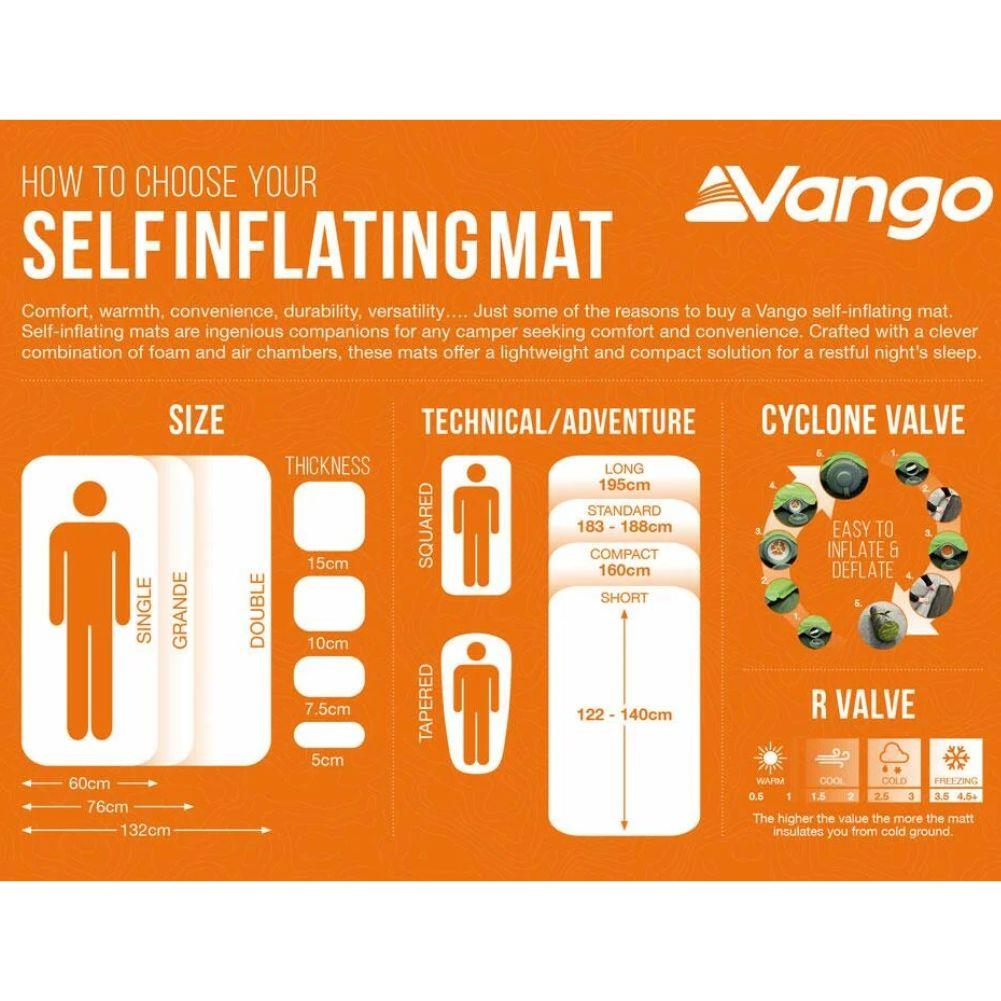 Vango Trek Pro 3 Short Self-Inflating Sleep Mat (Yellow Blaze)