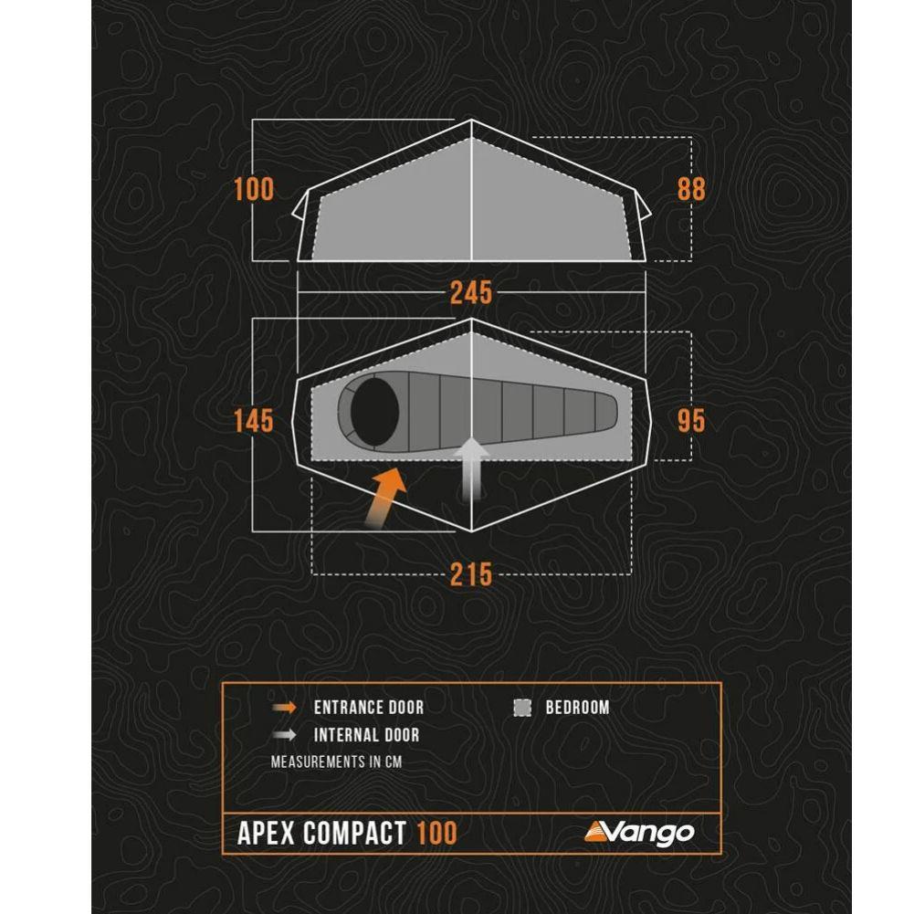 Vango Apex Compact 100 Tent - 1 Man Lightweight Tent (Forest Green)