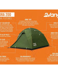 Vango Exedra 200 Lightweight Trekking 2-Person Tent (Forest Green)