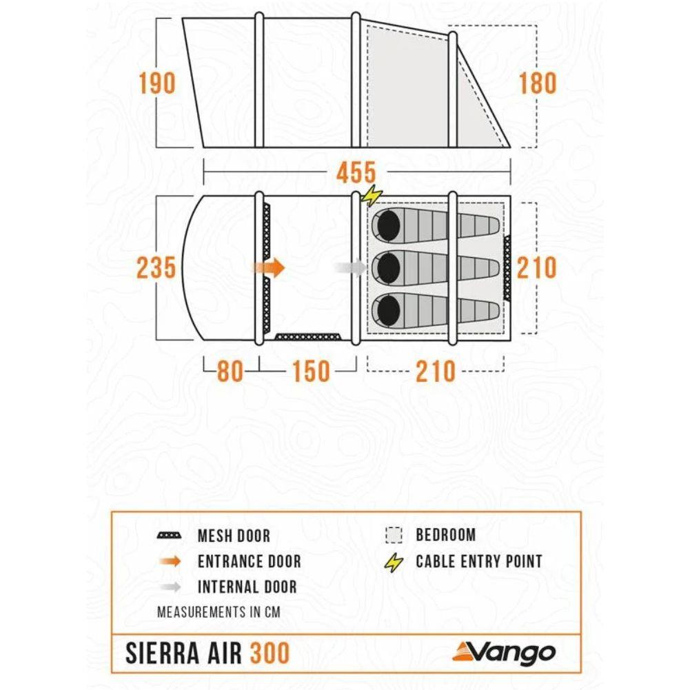 Vango Sierra Air 300 - 3 Man Airbeam Tent (Deep Blue)