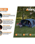 Vango Sierra 500 - 5-Man Tent (Deep Blue) info more