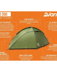Vango Halo 300 Tent - 3-Man Tent (Forest Green) 2025 more info