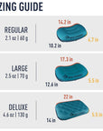 Sea to Summit Aeros Ultralight Pillow Deluxe (Aqua) sizes