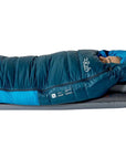 Rab Ascent Down Sleeping Bag (-18°C) - Regular - Left Zip (Tempest Blue/Maya Blue) lie