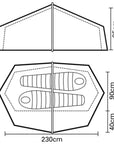 Terra Nova Laser Compact 2 Tent - 2 Man Lightweight Tent (2023) measurements