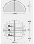 Wild Country Helm Compact 3 Tent + Helm Compact 3 Footprint + Aluminium Alloy V-Angle Peg (10 Pack) Measurements