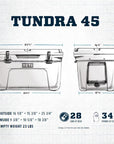 Yeti Tundra 45 Cool Box (King Crab) sizes